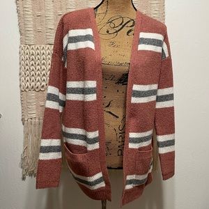 HIPPIE ROSE open front cardigan cardi sweater striped pockets